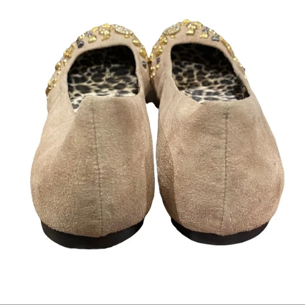 NEW Kathy Van Zeeland Rayme Tan Embellished Slip-on Flats 11 11M